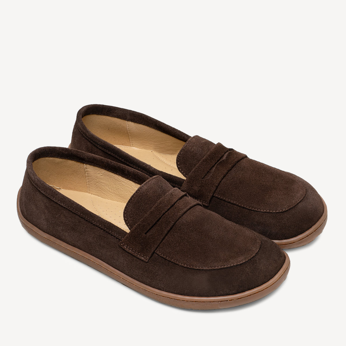 Zamszowe mokasyny damskie barefoot Zahra ciemny brąz