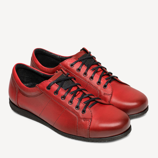 Męskie skórzane półbuty casualowe Dereck czerwone