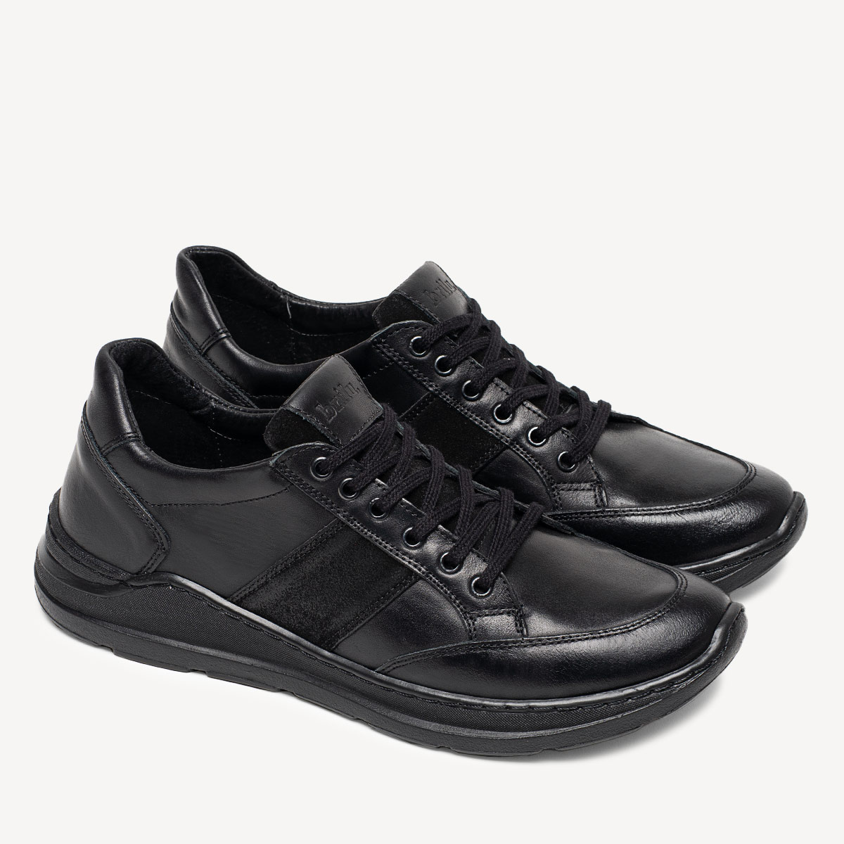 Skórzane męskie półbuty sneakersy Brayden czarne