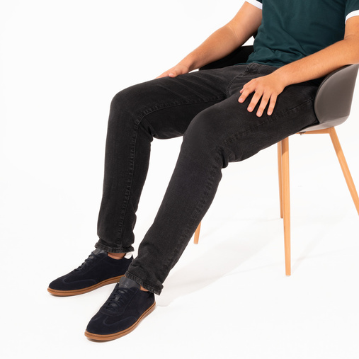 Skórzane sneakersy męskie Walker granatowe