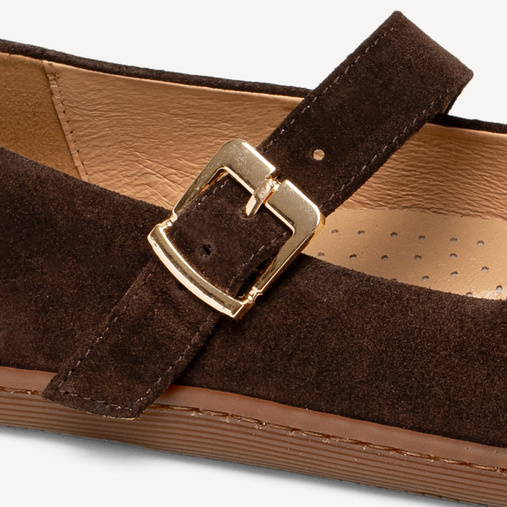 Zamszowe baleriny z paskiem barefoot Anette czekoladowe