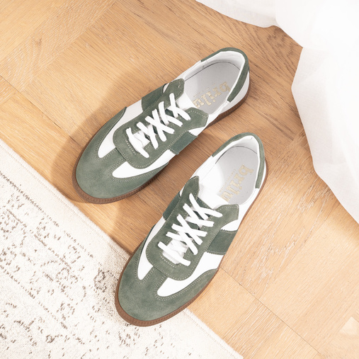 Skórzane sneakersy damskie Sailor biało-zielone