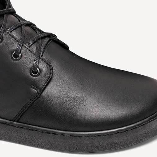 Skórzane trzewiki męskie barefoot Tyrrel czarne