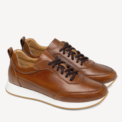 Skórzane sneakersy męskie Davis jasny brąz