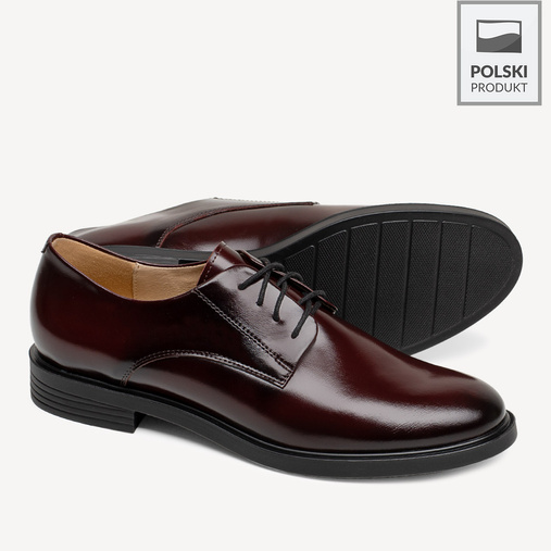 Skórzane sznurowane półbuty damskie Jennesy bordowe