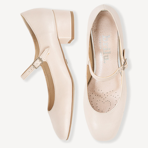 Ślubne czółenka na niskim obcasie Serena cieliste ecru