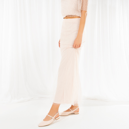 Ślubne balerinki z odkrytą piętą Shannon cieliste ecru