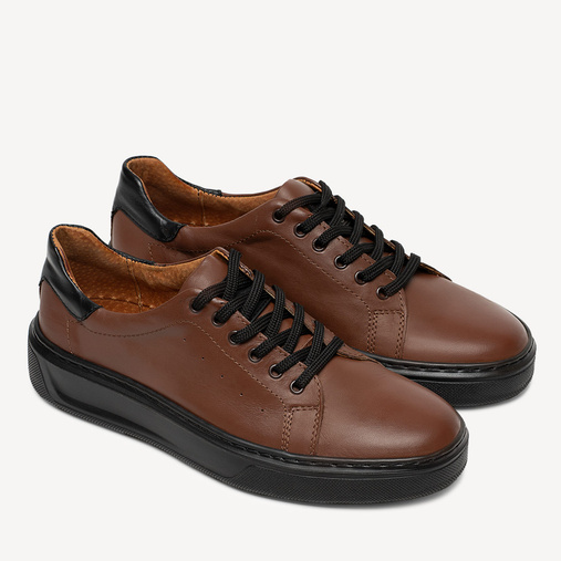 Trampki męskie ze skóry naturalnej Douglas brązowe