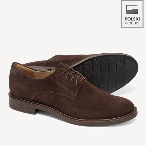 Zamszowe sznurowane półbuty damskie Jennesy brązowe