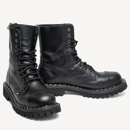  Skórzane glany BRILU wysokie 10-dziurek czarne