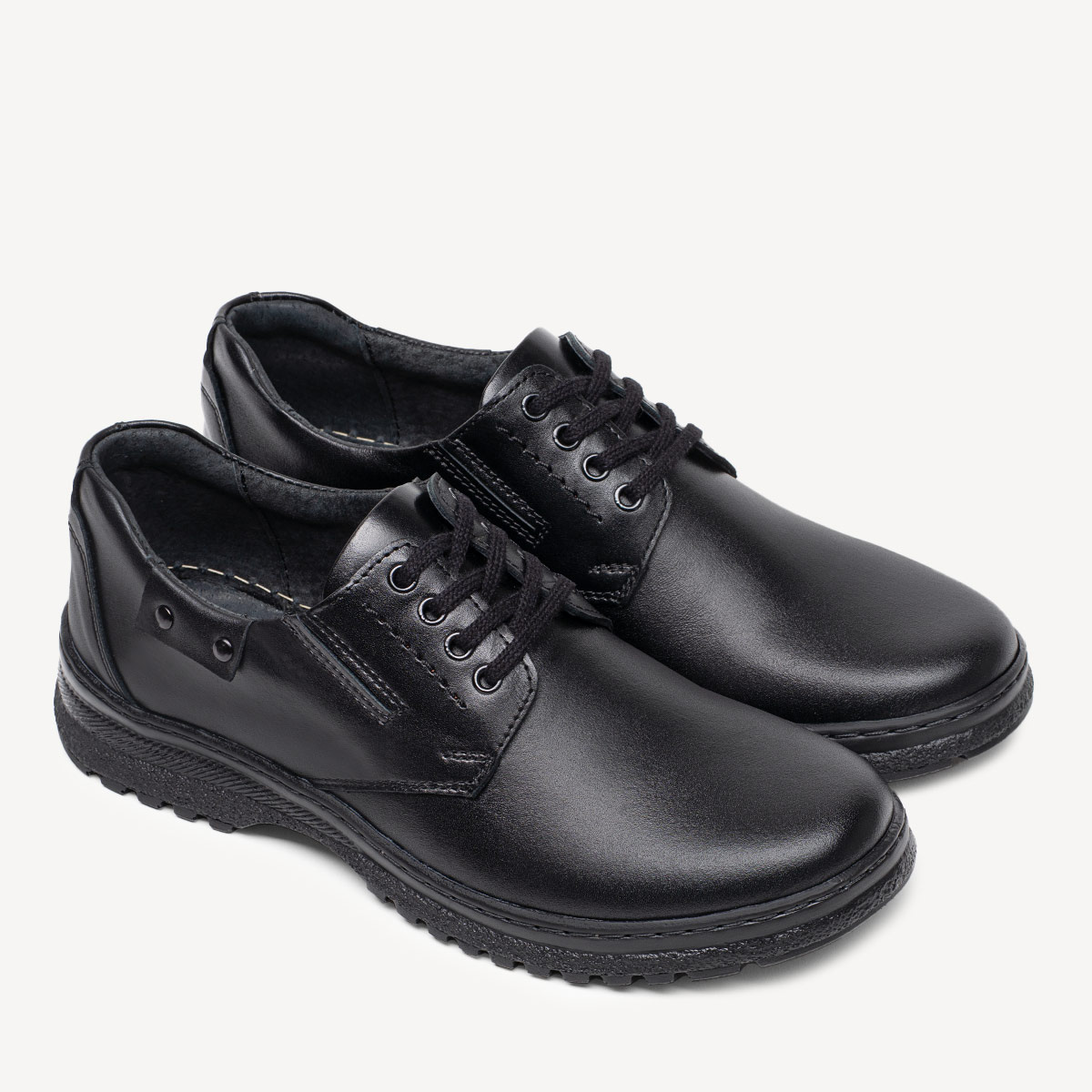 Męskie skórzane półbuty sznurowane Kurt czarne