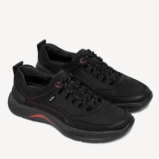 Sportowe półbuty męskie ze skóry Diego czarne