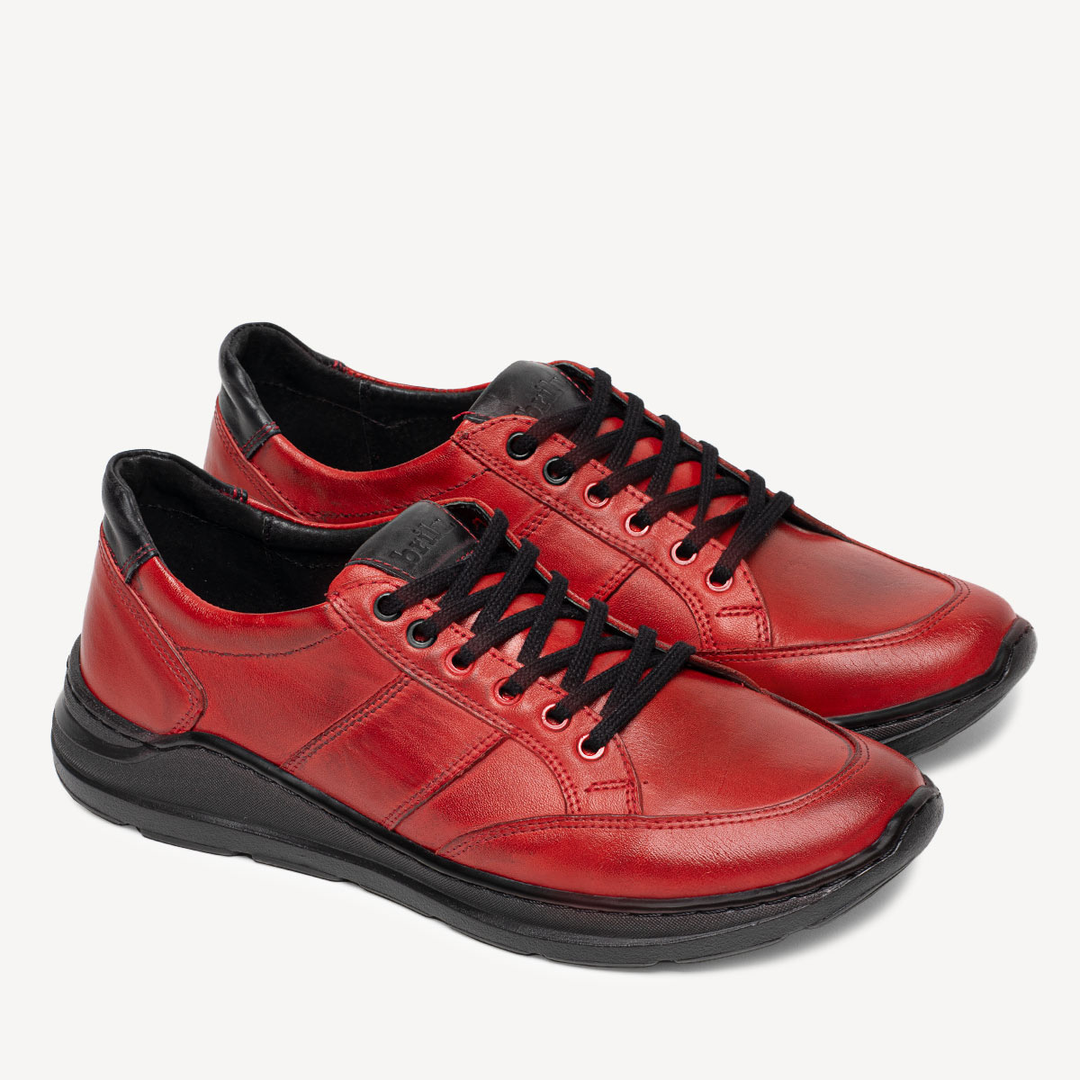 Skórzane męskie półbuty sneakersy Brayden czerwone