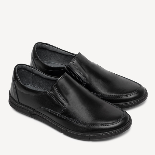 Skórzane wsuwane półbuty Ricardo czarne