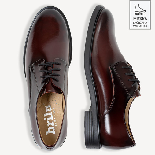 Skórzane sznurowane półbuty damskie Jennesy bordowe