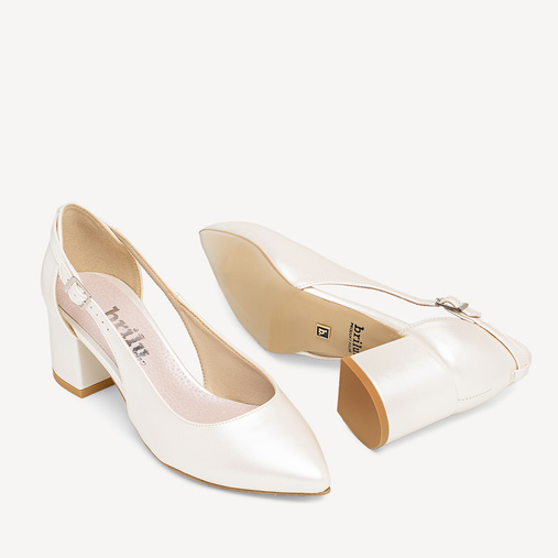 Ślubne perłowe czółenka z wycięciami Noemie ivory