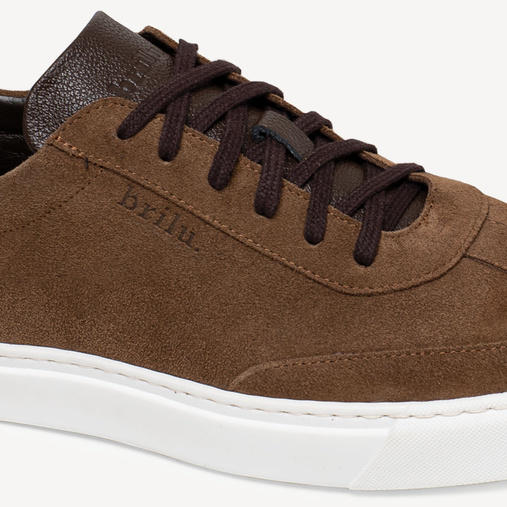Męskie skórzane zamszowe sneakersy Maxwell brązowe