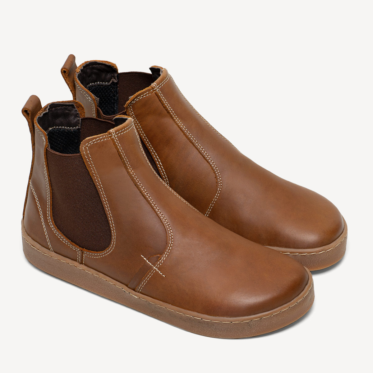 Skórzane sztyblety męskie barefoot Kenneth brązowe