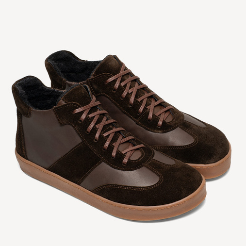 Skórzane zimowe trzewiki barefoot West brązowe