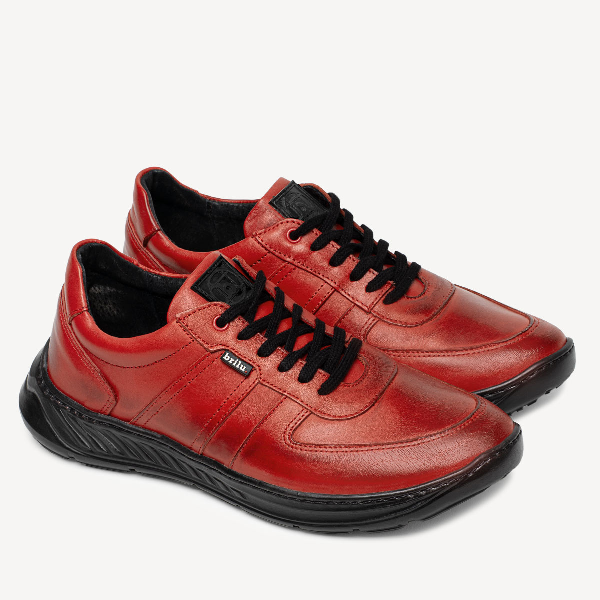 Skórzane sneakersy męskie Spike czerwone