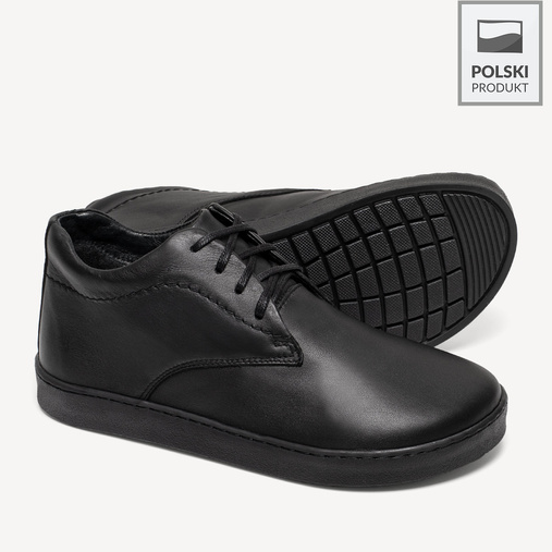 Skórzane zimowe trzewiki barefoot Harley czarne