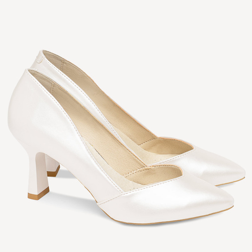 Ślubne perłowe klasyczne szpilki Samantha ivory