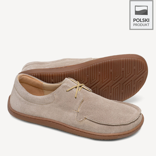 Skórzane mokasyny damskie barefoot Rubby beżowe