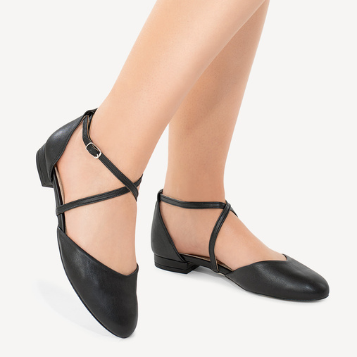 Balerinki z paskami Donna czarne