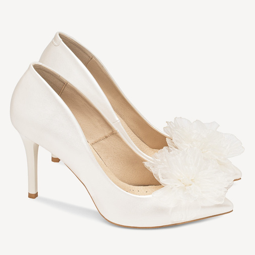 Ślubne perłowe szpilki z kwiatową ozdobą Swan ivory