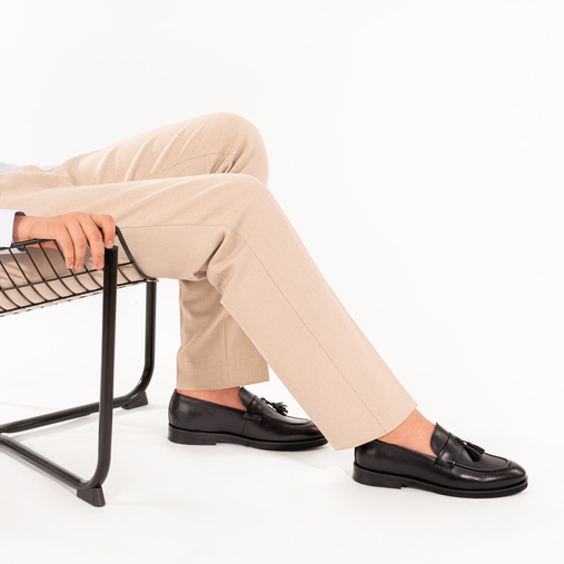 Skórzane loafersy męskie z frędzlami Gervais czarne