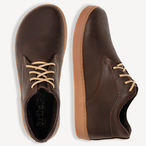 Skórzane zimowe trzewiki barefoot Harley ciemny brąz