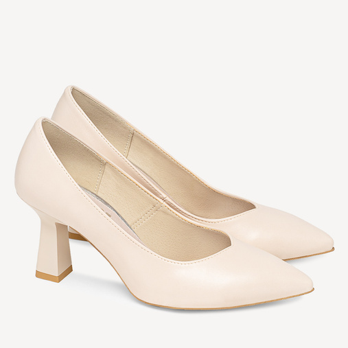 Ślubne klasyczne szpilki Avril cieliste ecru