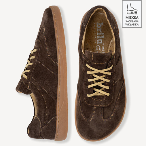 Skórzane minimalistyczne sneakersy barefoot Davos brązowe