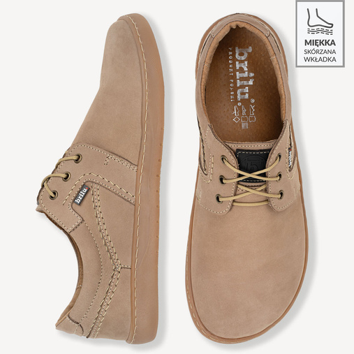 Skórzane buty męskie barefoot Luca beżowe