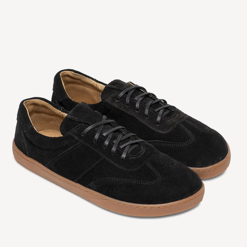 Skórzane minimalistyczne sneakersy barefoot Davos czarne