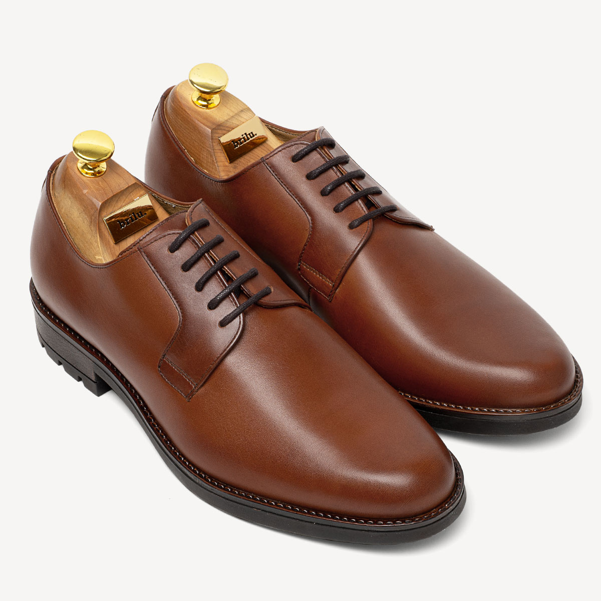 Męskie buty wizytowe skórzane derby Jacob brązowe