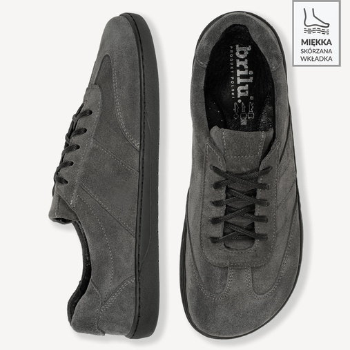 Skórzane minimalistyczne sneakersy barefoot Davos szare