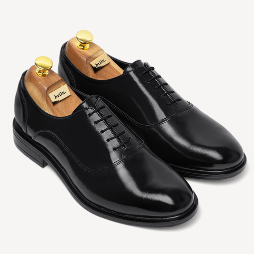 Skórzane wizytowe półbuty męskie oksfordy Bristol czarne