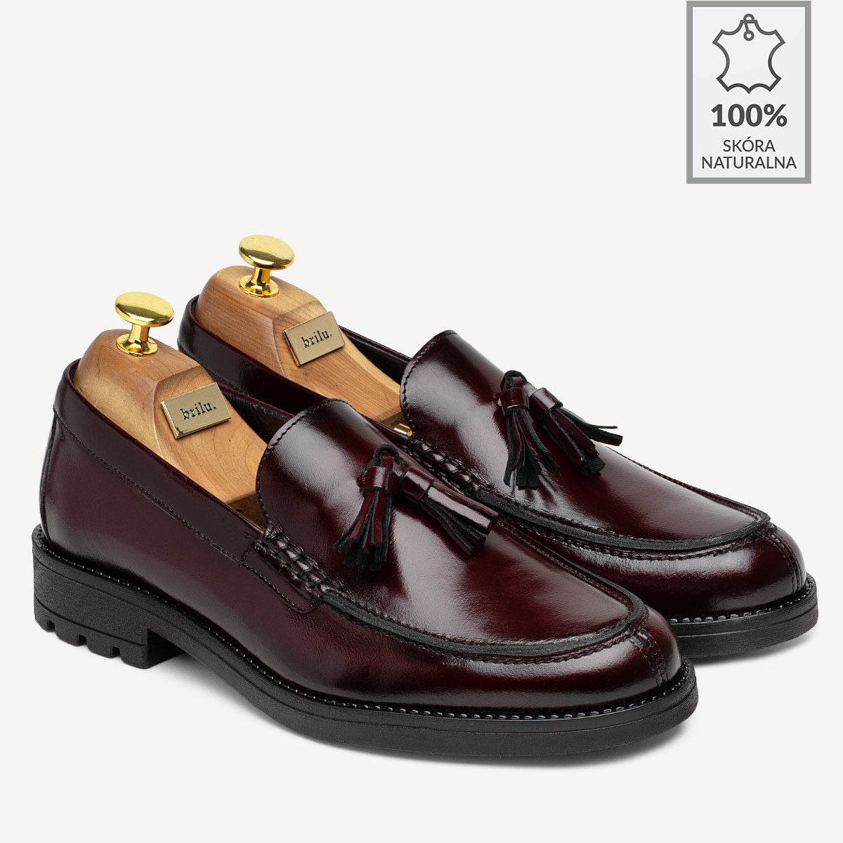 Męskie skórzane loafersy Arturo bordowe