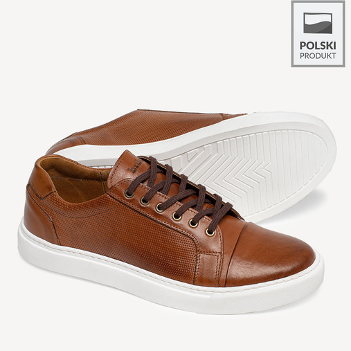 Skórzane sneakersy męskie Phill brązowe