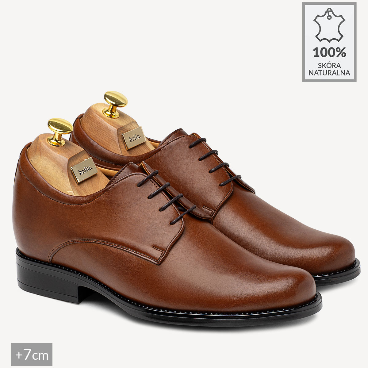 Męskie podwyższające buty wizytowe Josue brązowe