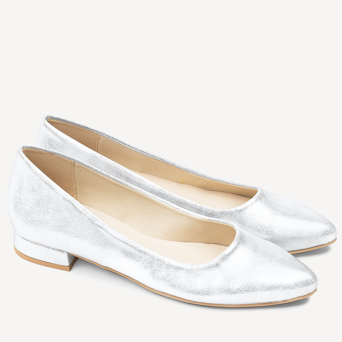 Połyskujące balerinki ślubne Elmira srebrne