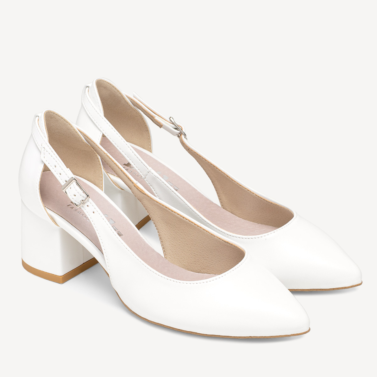 Ślubne czółenka z wycięciami Noemie białe