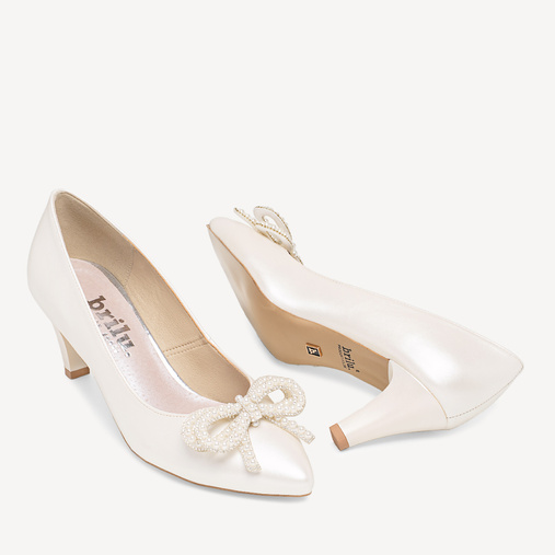 Ślubne perłowe szpilki z ozdobną kokardą Sunrise ivory