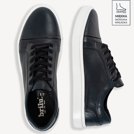 Skórzane sneakersy męskie Phill granatowe