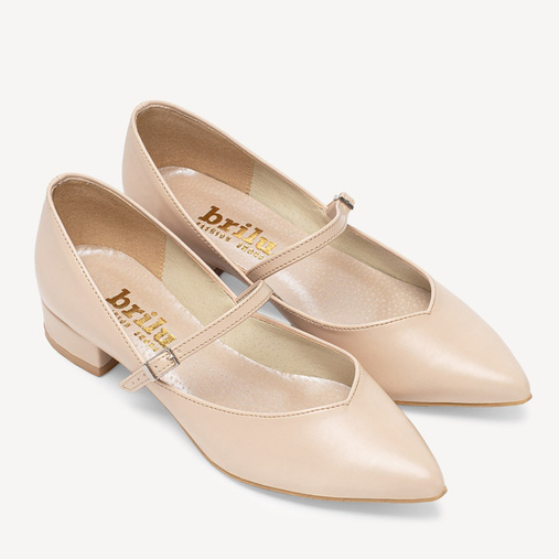 Licowe balerinki z paskiem Stefanie beżowe