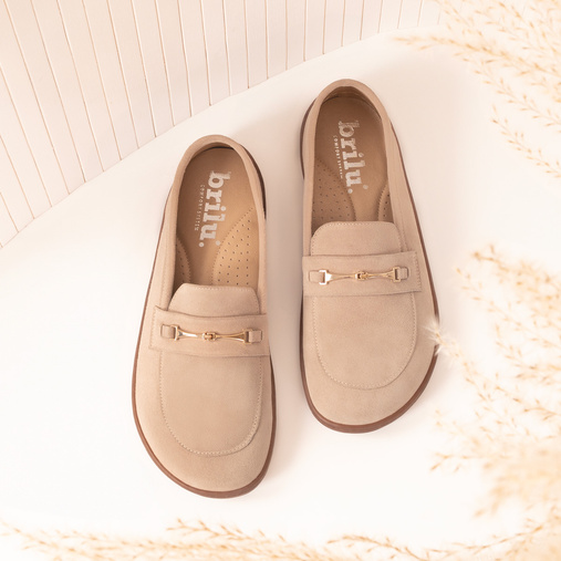 Zamszowe mokasyny damskie barefoot Elisse beżowe