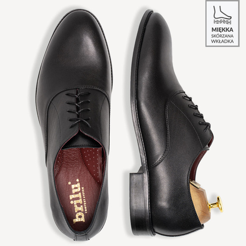 Skórzane wizytowe półbuty męskie XXL Adam czarne