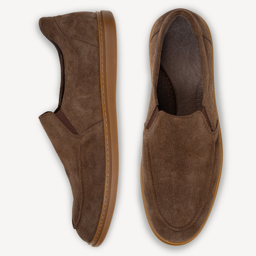 Skórzane zamszowe loafersy męskie Dorian brązowe