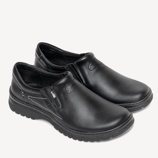 Skórzane wsuwane casualowe półbuty Roy czarne